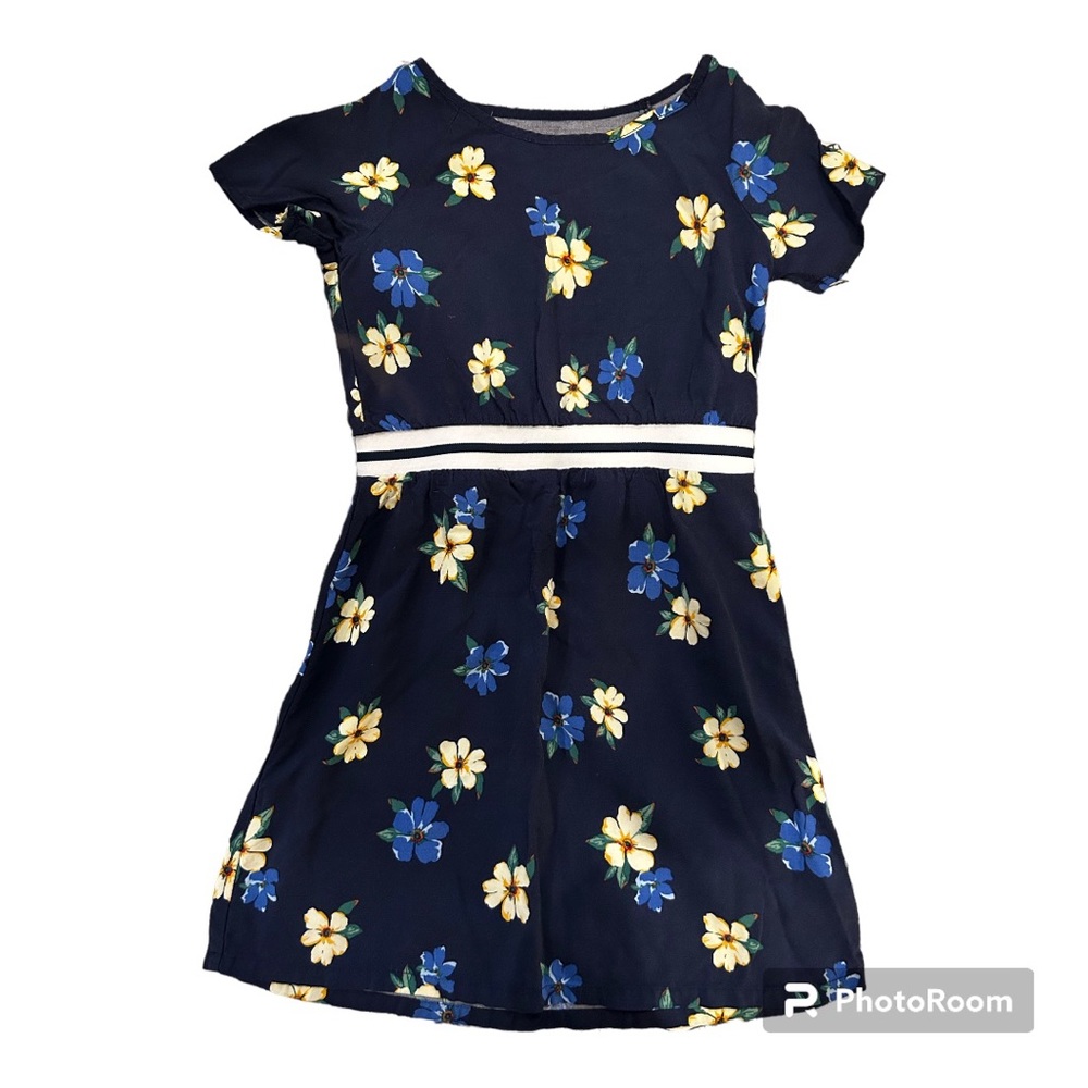 Old Navy Dark Floral Navy Dress 6-7